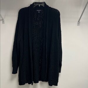 Roaman's Classic Black Open-Front Cardigan